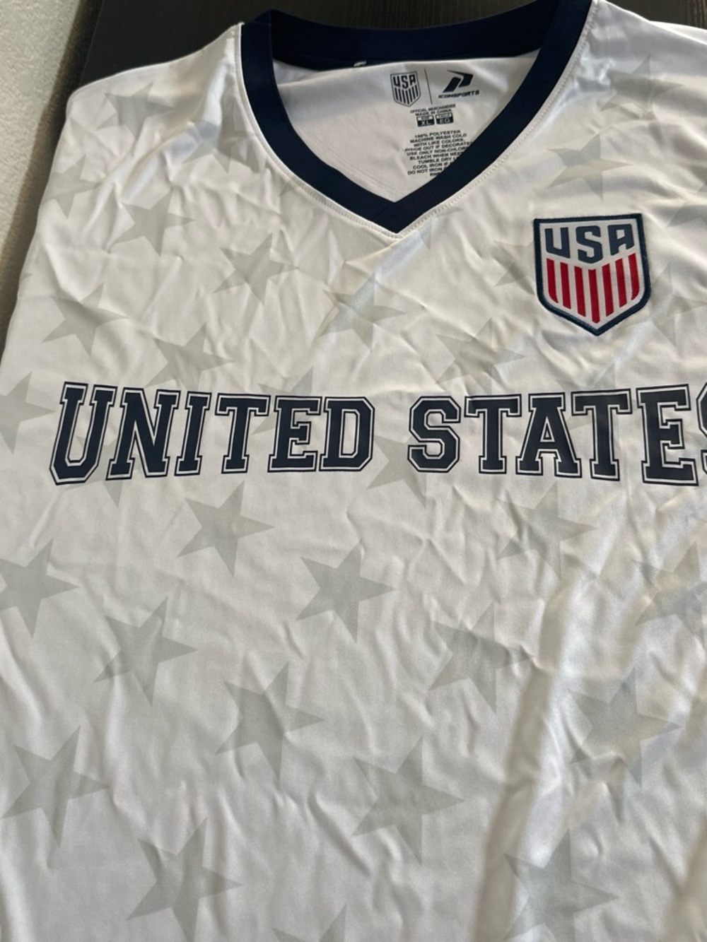 Men White USA Soccer Jersey with Crest